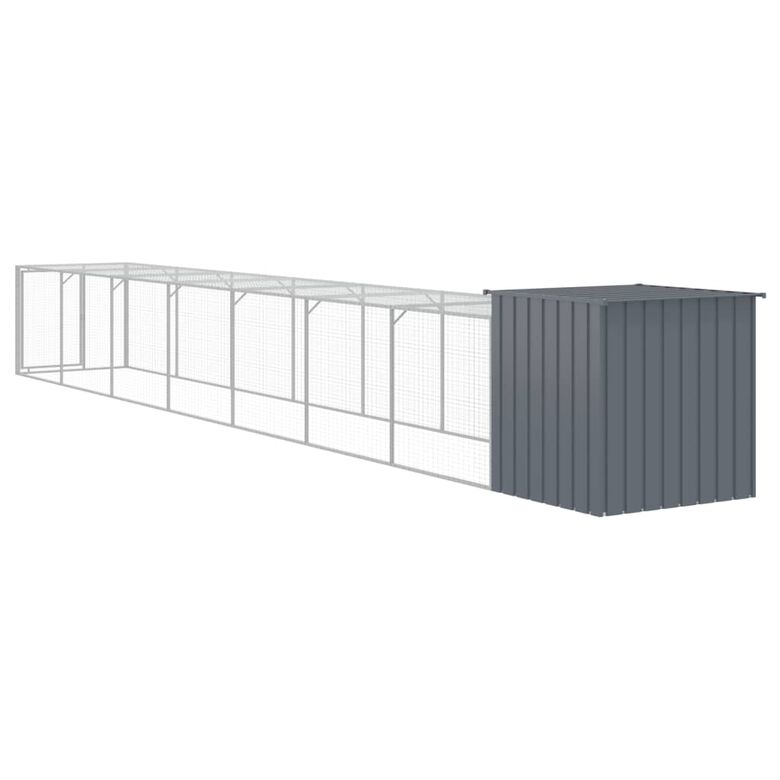 vidaXL Gallinero con corral acero galvanizado gris para gallina thumbnail