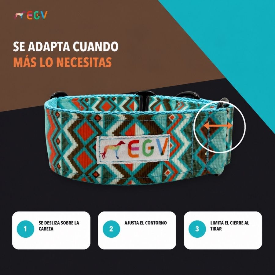 EGV - Collar Martingale 4 cm ancho, Collar galgo hecho a mano en Espa&ntilde;a (Cachemir), , large Imagen numero 3