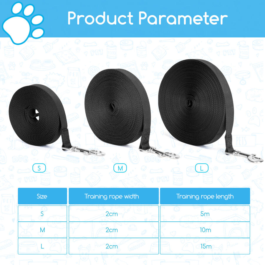 Nobleza Correa de Adiestramiento para Perros, 5 m/10 m/15 m para Perros Grandes y Peque&ntilde;os, para Mascota Camping Paseo Entrenamiento, , large Imagen numero 3