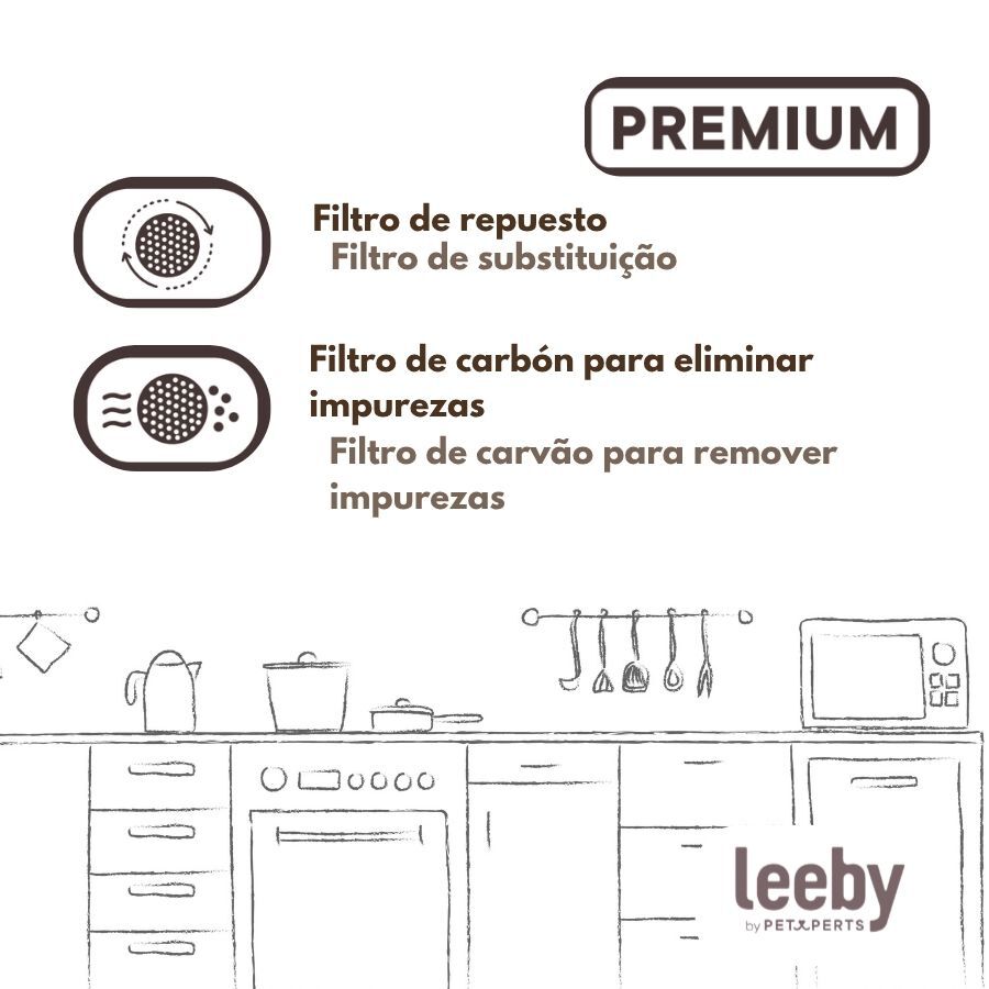 Leeby Set 3 Recambios de Filtros para Fuente de perros y gatos, , large Imagen numero 5