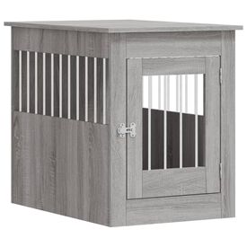 Vida XL Jaula de madera de ingeniería gris sonoma para perros