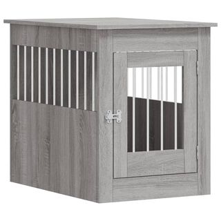Vida XL Jaula de madera de ingeniería gris sonoma para perros