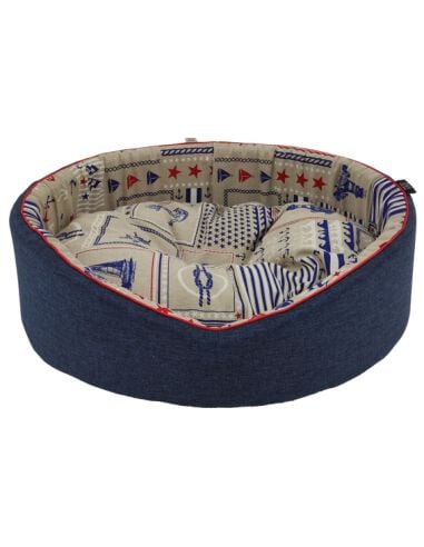 Cazo Marine Cama acolchada con diseños marineros para perros