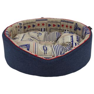 Cazo Marine Cama acolchada con diseños marineros para perros