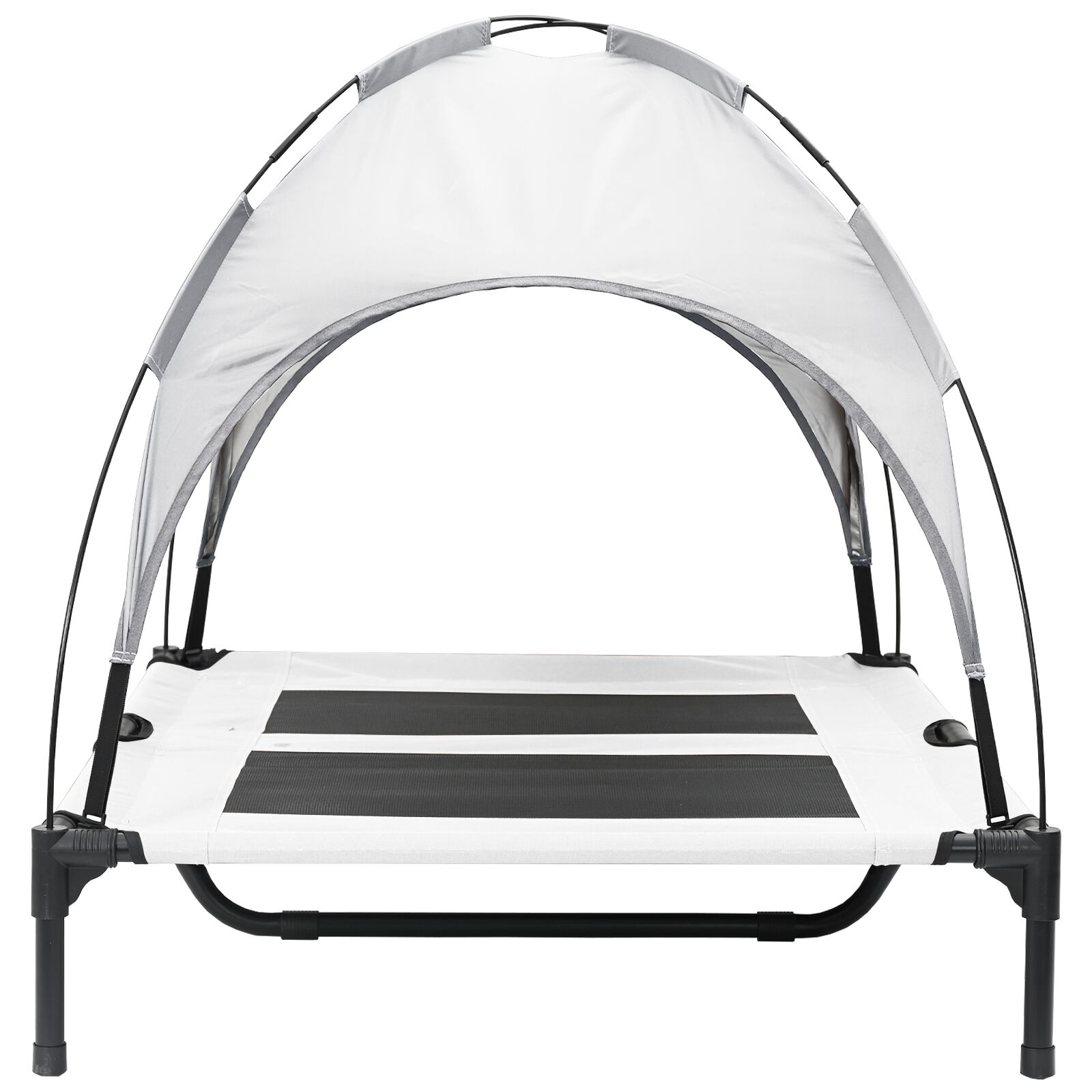 vidaXL Cama Elevada para Perro  con Techo Desmontable Gris Plateado Acero, , large Imagen numero 10