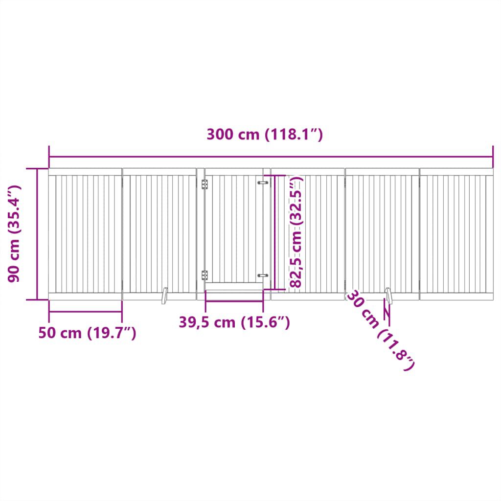 vidaXL Puerta para perros plegable 6 paneles madera de &aacute;lamo 300 cm, , large Imagen numero 5