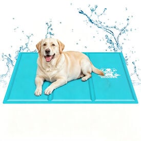 Nobleza Alfombrilla Refrescante para Perros y Gatos &ndash; Estampado, Gel Activado por Presi&oacute;n, Auto-refrigerante &ndash; Tama&ntilde;o: 90x50 cm &ndash; Azul Claro