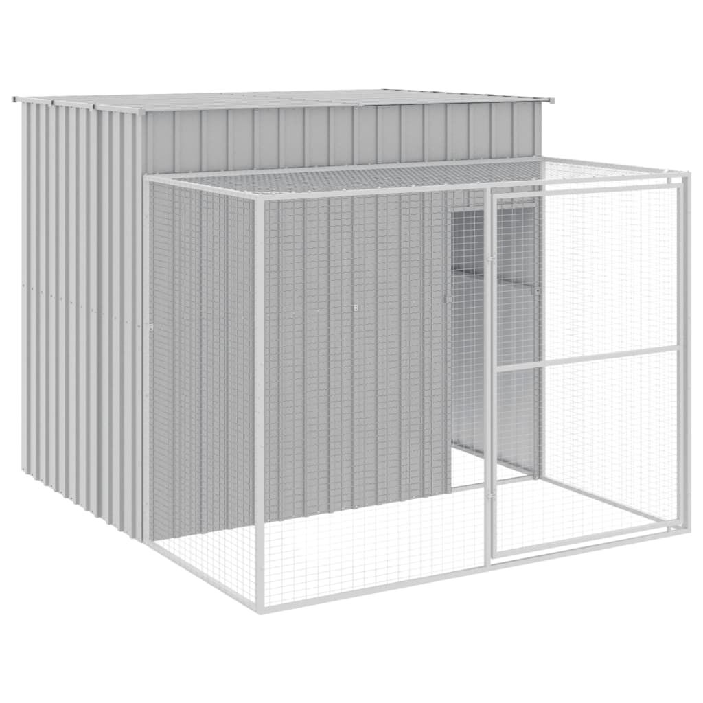 vidaXL Caseta perros corral acero galvanizado gris claro 214x865x181cm, , large Imagen numero 9