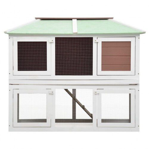 Jaula de 2 pisos para animales color Blanco y Marrón thumbnail