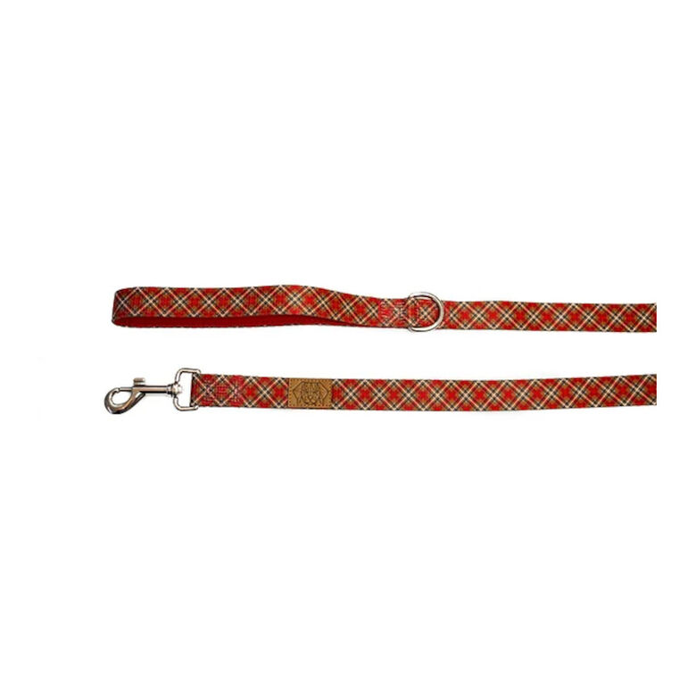 Pets &amp; Props Correa Webbing Red &amp; Caramel Plaid Single para perros