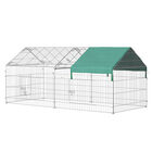 PawHut Jaula Recinto para Animales Pequeños 220x103x103 cm Jaula para Conejos Corral con 2 Puertas y Protección contra Solar para Exterior Jardín Patio Plata y Verde, , large image number null