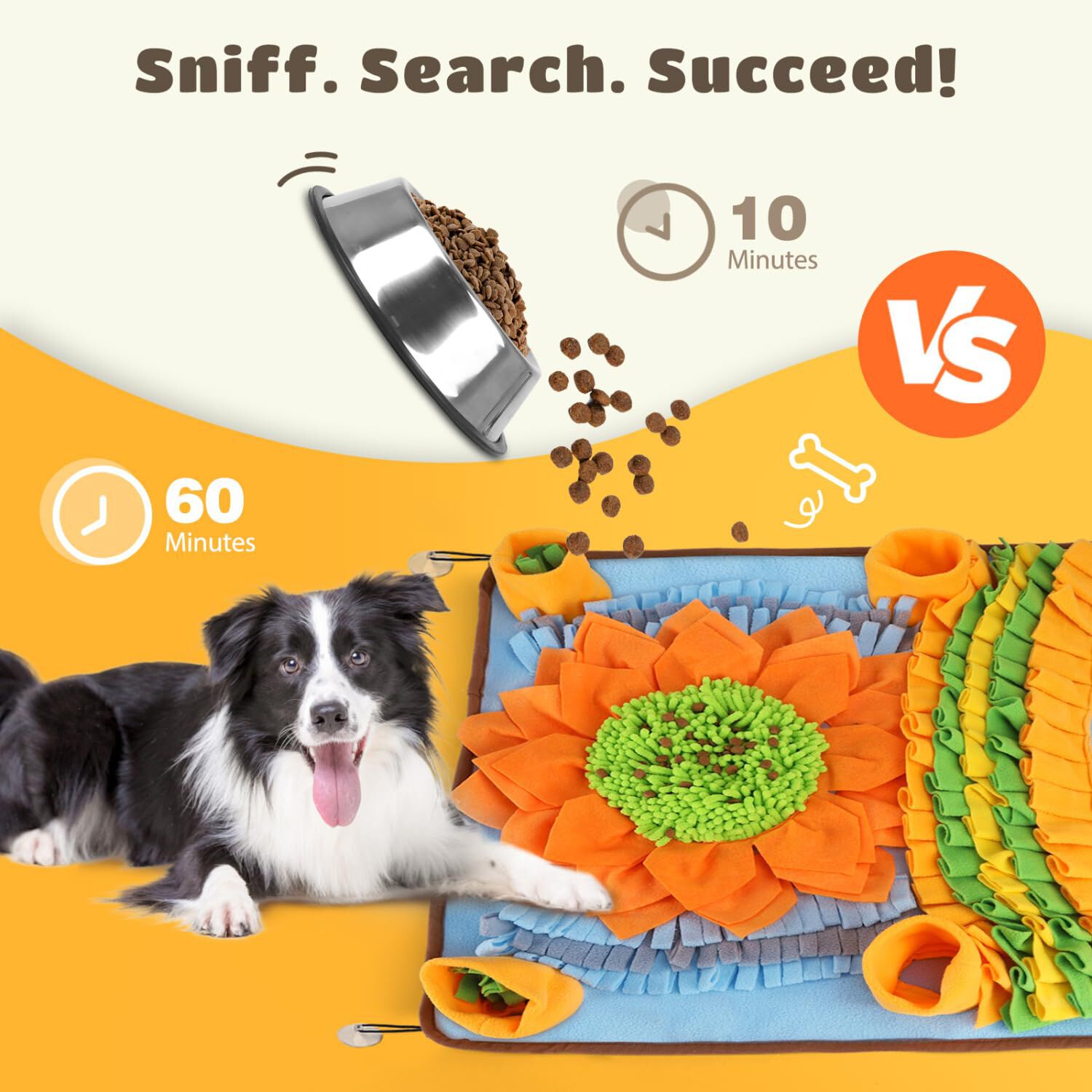 Nobleza Alfombra Olfativa Juego de Inteligencia para Perros, Juguete Interactivo, Estera de Alimentación Lenta para Entrenamiento de Forrajeo, Ventosas Antideslizantes, Snuffle Mat L75*W58CM Blue thumbnail