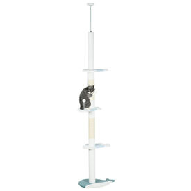 PawHut Árbol Rascador de Suelo a Techo Blanco para gatos 