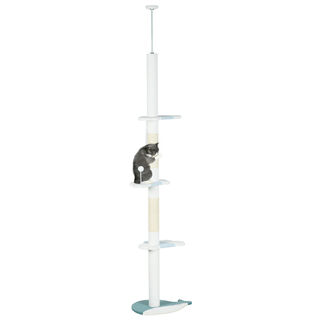 PawHut Árbol Rascador de Suelo a Techo Blanco para gatos 