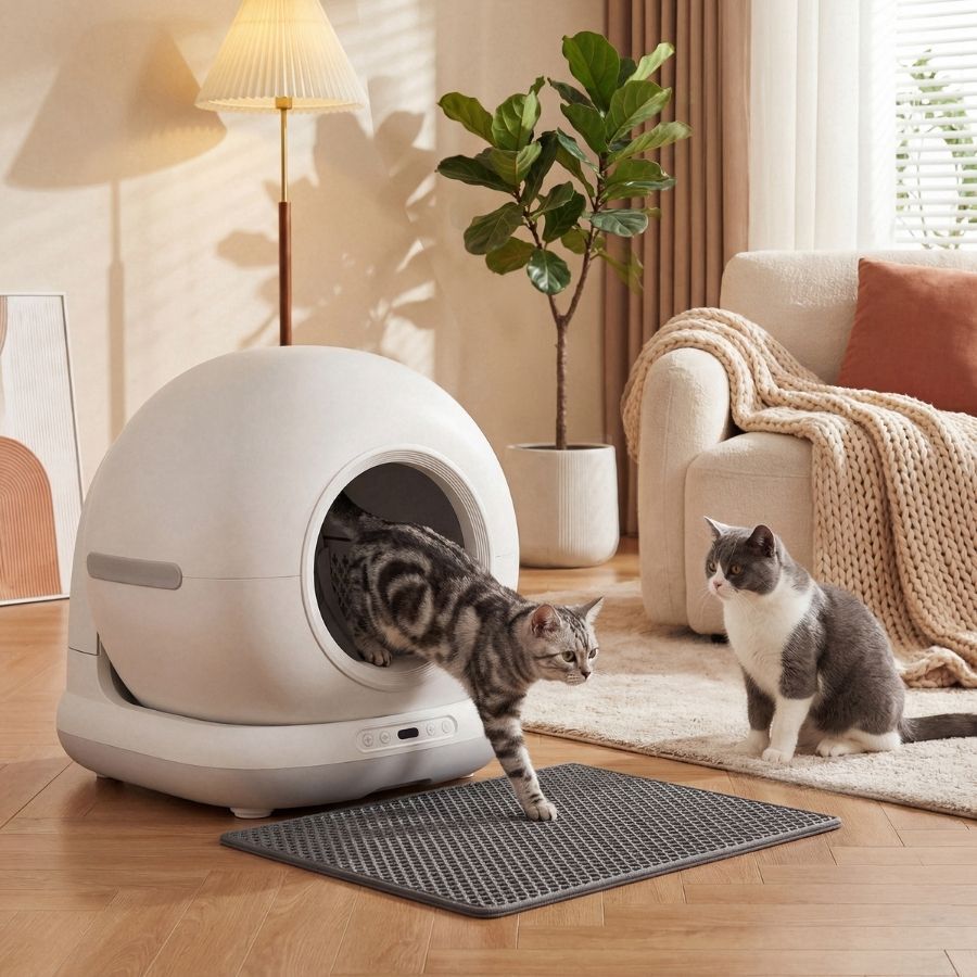 PawHut Arenero Autolimpiable Blanco para gatos, , large Imagen numero 2