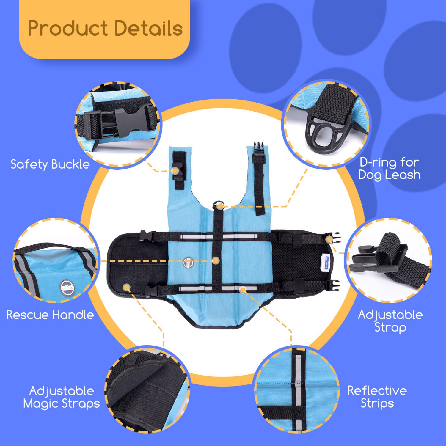 Nobleza Chaleco Salvavidas Reflectante Azul para perros thumbnail