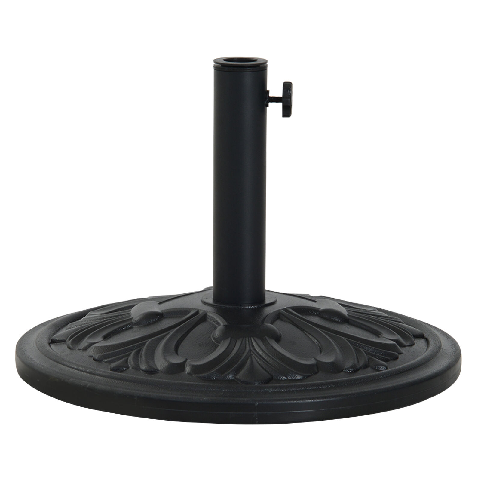 Outsunny Base de Sombrilla Peso 13 kg Soporte para Parasol Redondo de HDPE y Cemento para Poste de Paraguas de &Oslash;35/38/48 mm para Terraza Patio Jard&iacute;n Playa &Oslash;48x34 cm Negro, , large Imagen numero 1