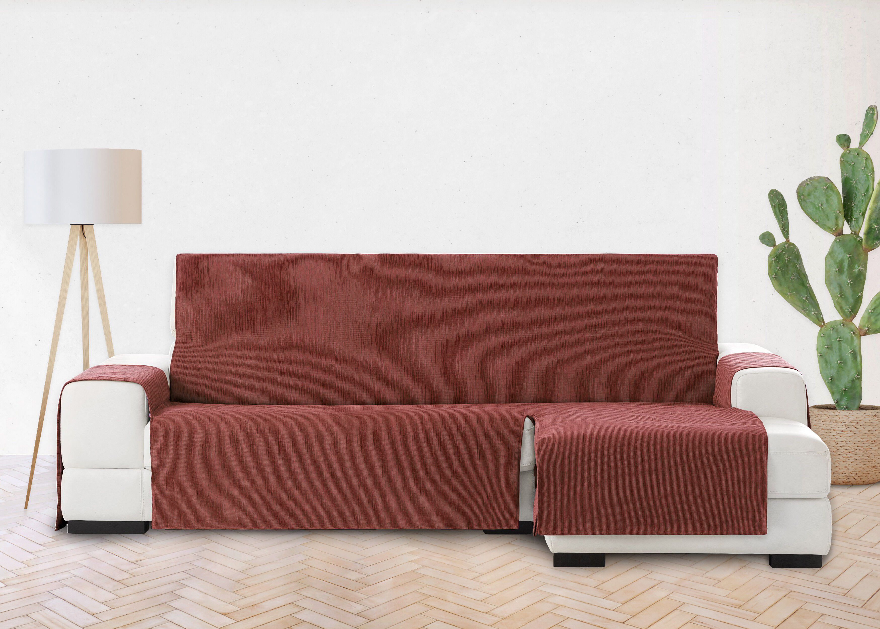 Vipalia Protector Funda Chaise Longue Lisa. Cubresofa Chenilla. Dise&ntilde;o Elite. Color Teja. Chaise Corto Derecha, , large Imagen numero 3