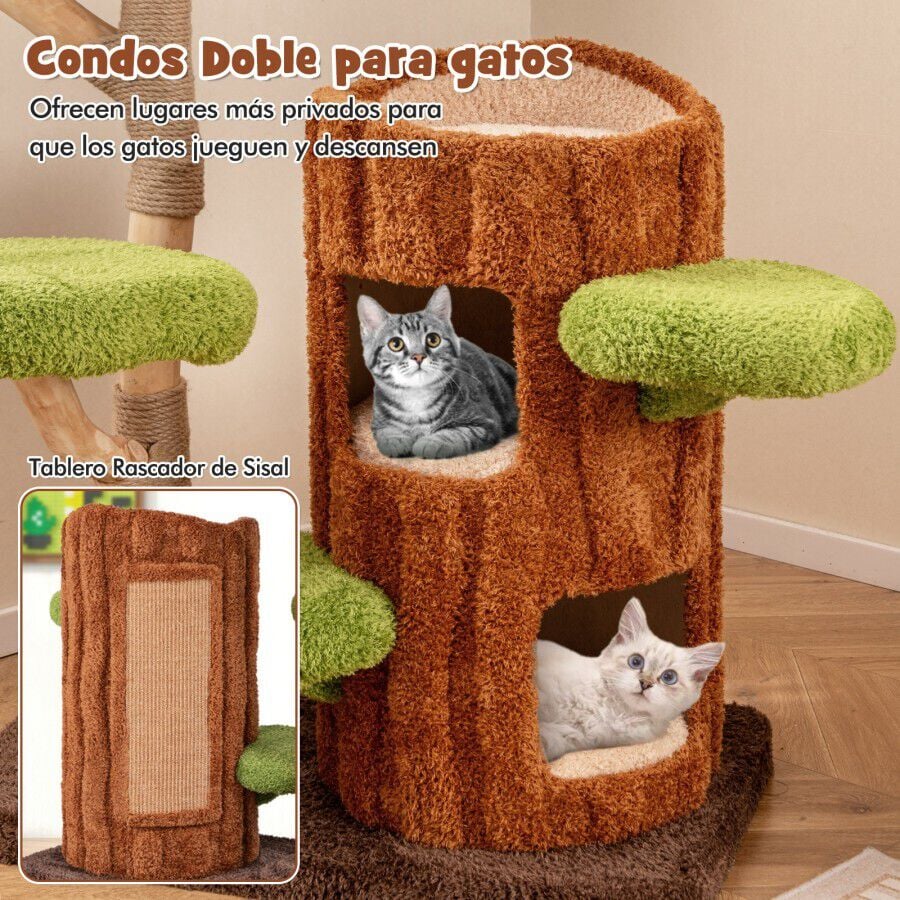 COSTWAY Árbol para Gatos Multinivel Torre de Dos Niveles con Postes de Rascado para Gatos thumbnail