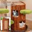 COSTWAY Árbol para Gatos Multinivel, Torre de Dos Niveles con Postes de Rascado y Panel de Sisal, Perchero Superior y Plataformas Redondas, Juguete Colgante, Muebles para Gatos con Poste de Madera Natural, , large indicador imagen numero 3