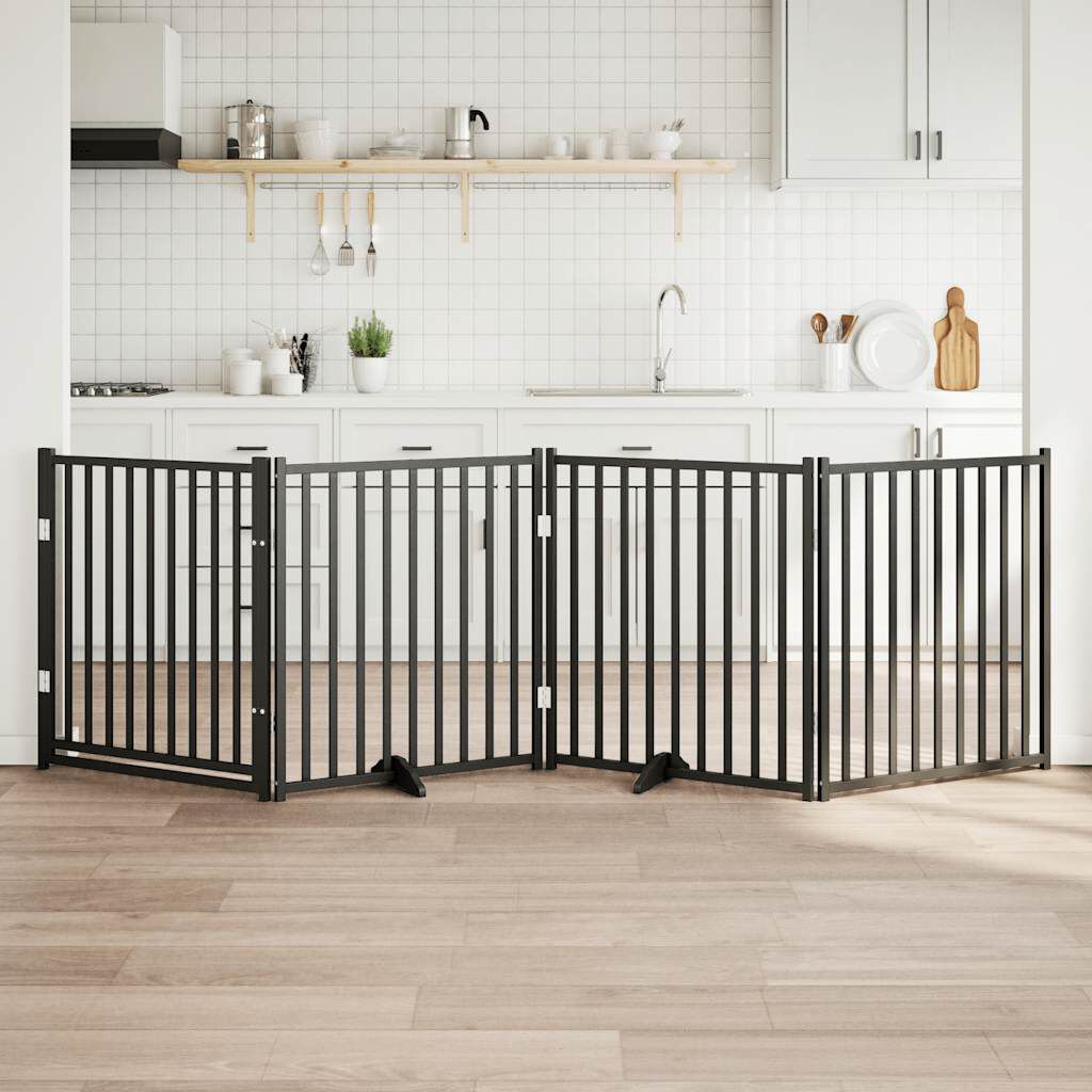 vidaXL Puerta para Perros Plegable Paneles Puerta Mascotas Madera de Álamo thumbnail