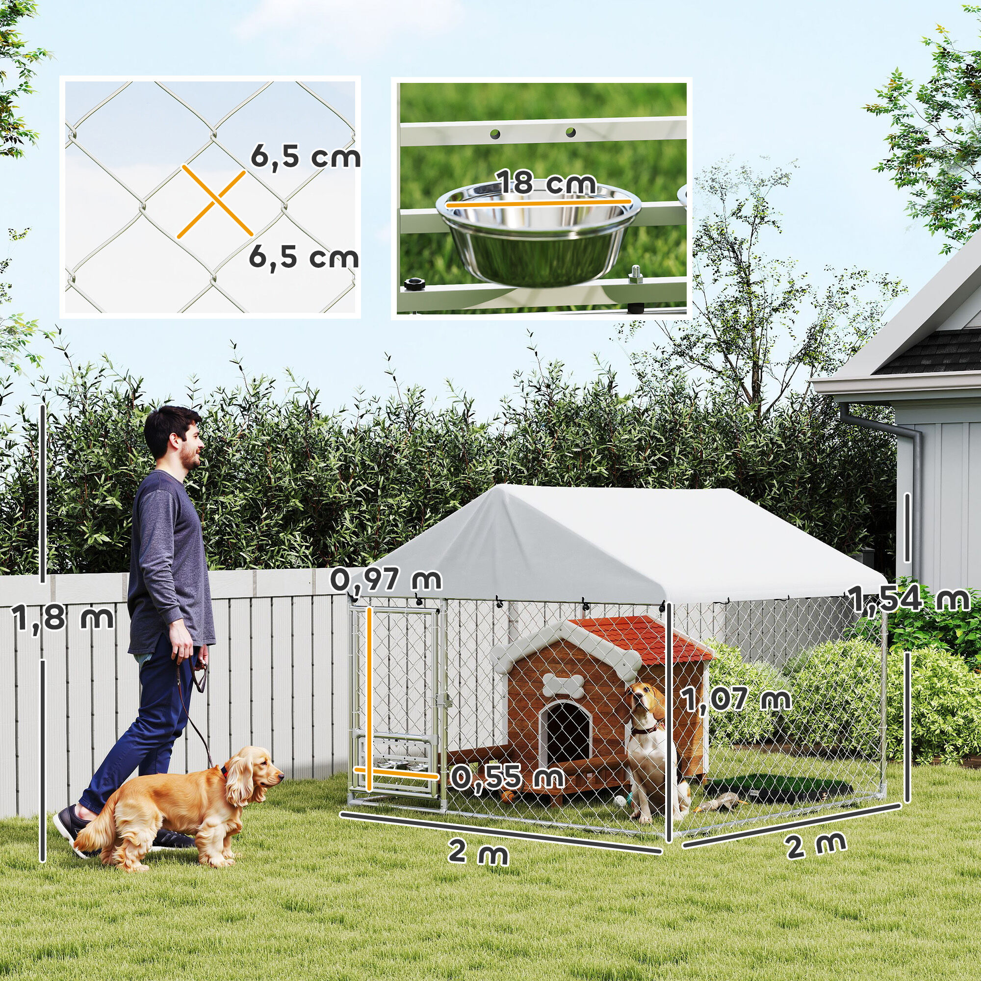 PawHut Perrera Exterior Plata thumbnail