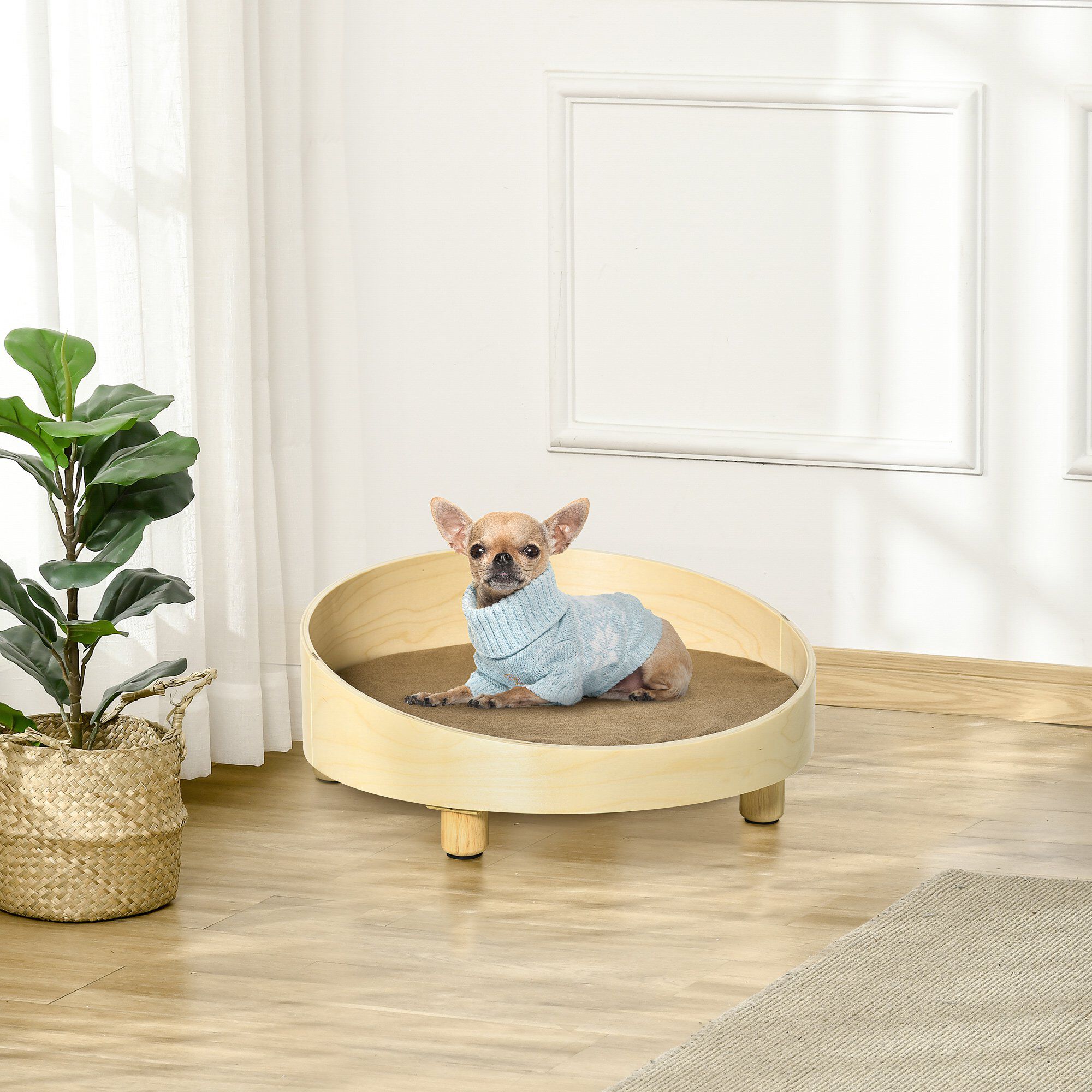 PawHut Cama de Madera para Perros Gatos, , large Imagen numero 2