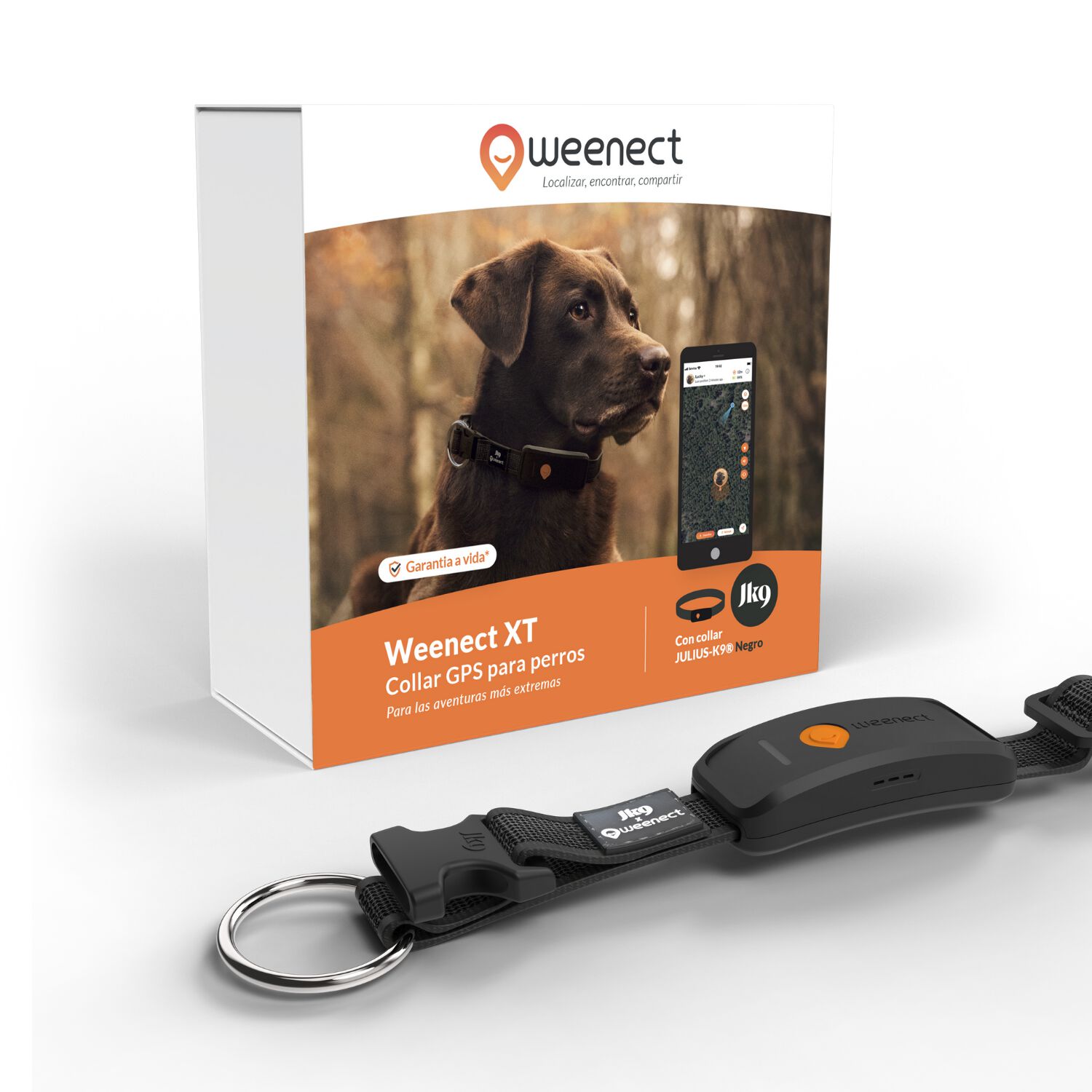 Weenect  XT Collar GPS para perro (Negro)