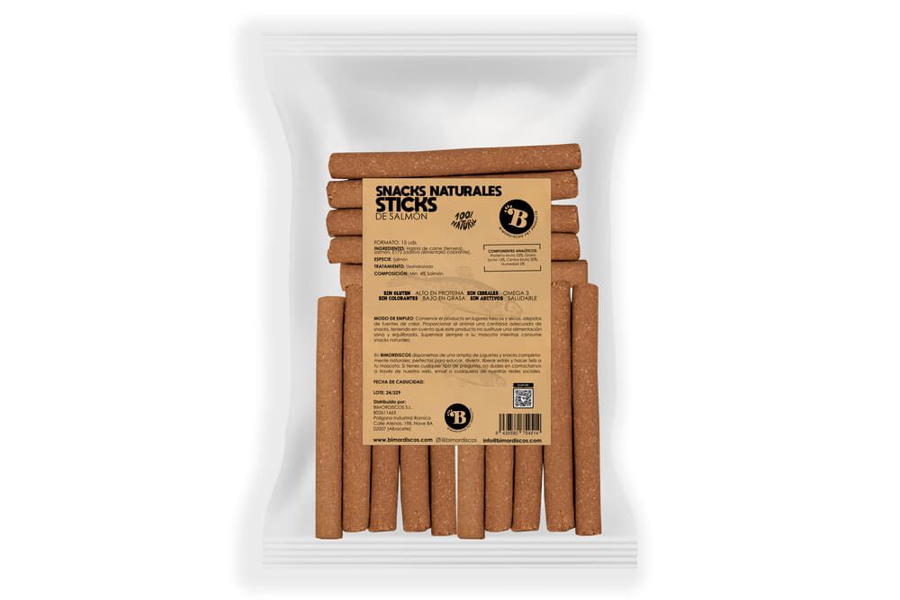 BIMORDISCOS Sticks de salm&oacute;n para perros y gatos - 15 uds., , large Imagen numero 1