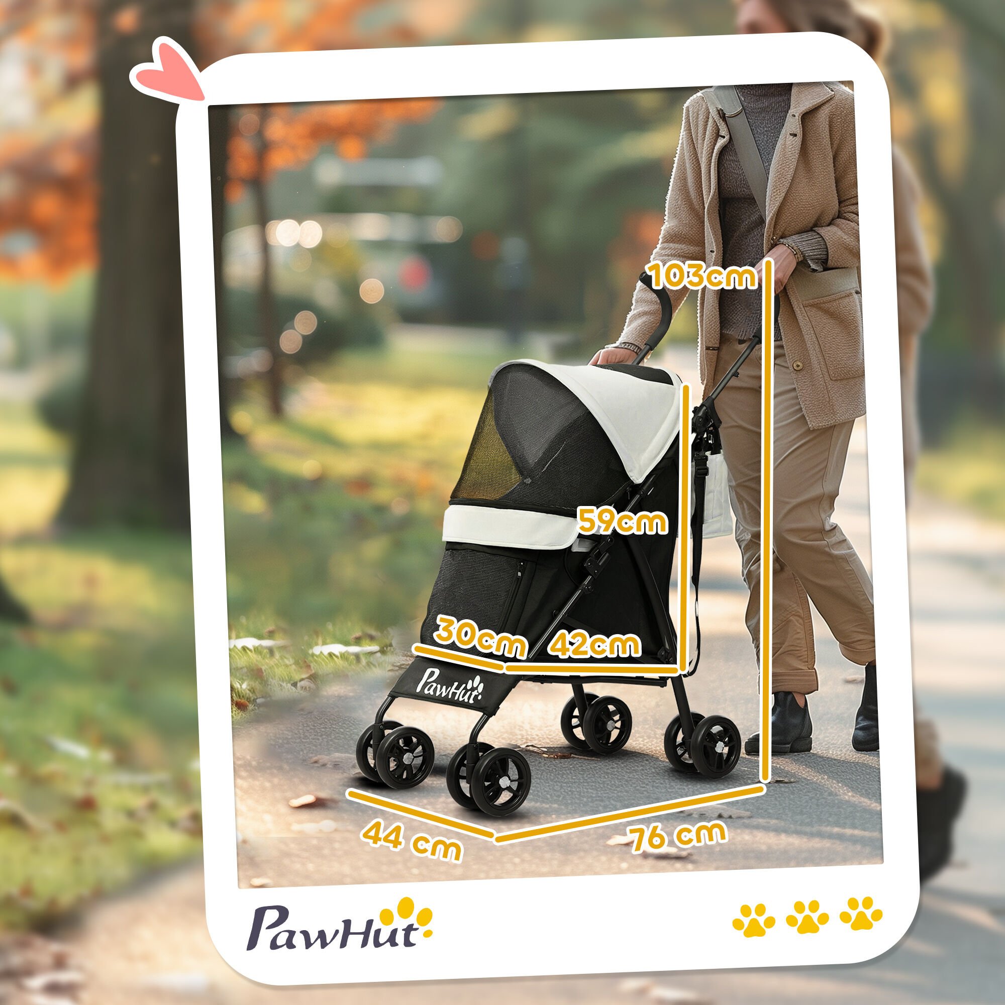 PawHut Cochecito para Perros Crema, , large Imagen numero 3