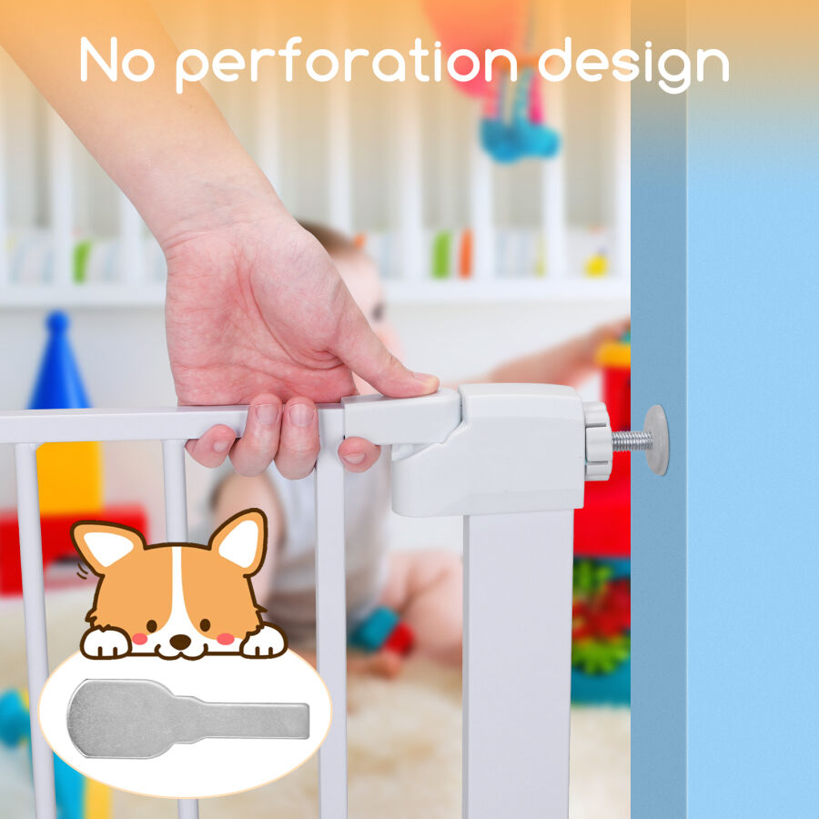 Nobleza - Barrera de Seguridad para Ni&ntilde;os con Sistema de Cierre Autom&aacute;tico, Sin Necesidad de Taladrar, Barrera de presi&oacute;n para beb&eacute;s y Perros para escaleras y Puertas, Apertura de 75-82 cm, Blanco, , large Imagen numero 4