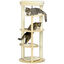 PawHut Árbol Rascador para Gatos de Madera 123,5 cm Torre Escalador para Gatos con Múltiples Plataformas Cama Desmontable y Cojines Ø54x123,5 cm Roble, , large indicador imagen numero 1