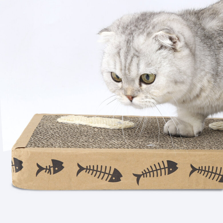 Nobleza - 2* Rascador de cartón para gatos. Alfombrilla con Catnip. 38.2*24.5*4cm, , large image number null