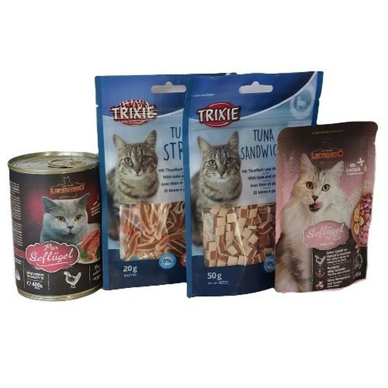 Pack 4 cajas de arena no aglomerante y snacks olor Talco thumbnail