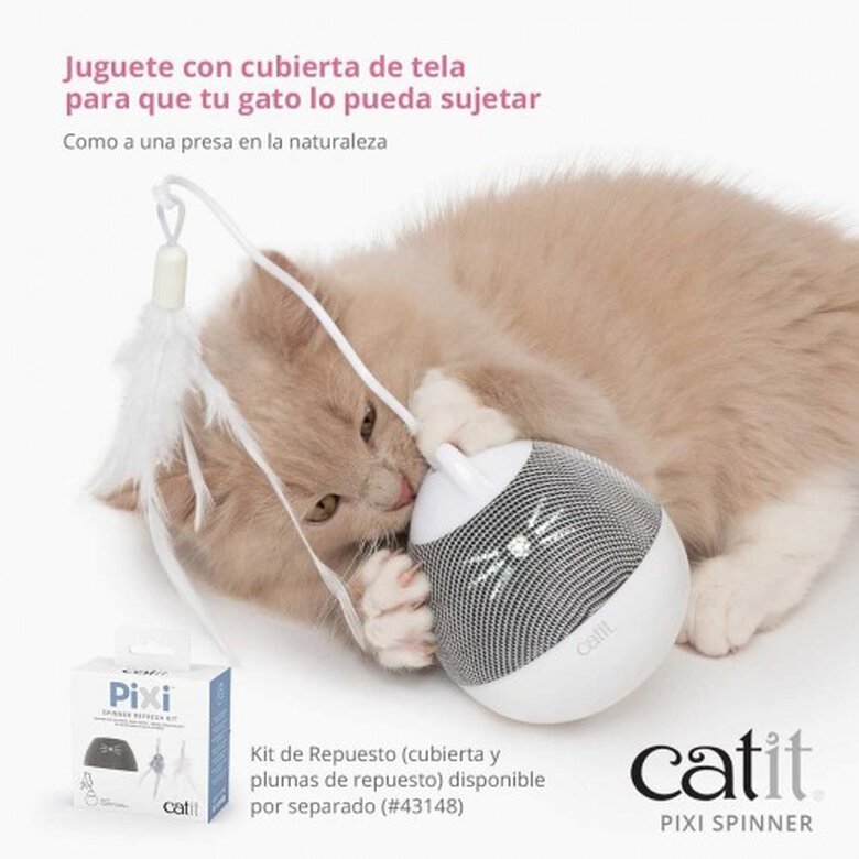 Cat it pixi spinner juguete y porta golosinas gris para gatos, , large image number null