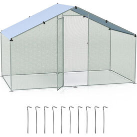 COSTWAY Gallineros Grandes XL, 3x1,7x1,9 m, Gallinero para Exterior de 5 ㎡ con Techo Oxford, Malla Hexagonal, Puerta con Cerradura y Estacas, Jaula para Gallinas, Aves, Patos, Gansos, Cero Galvanizado