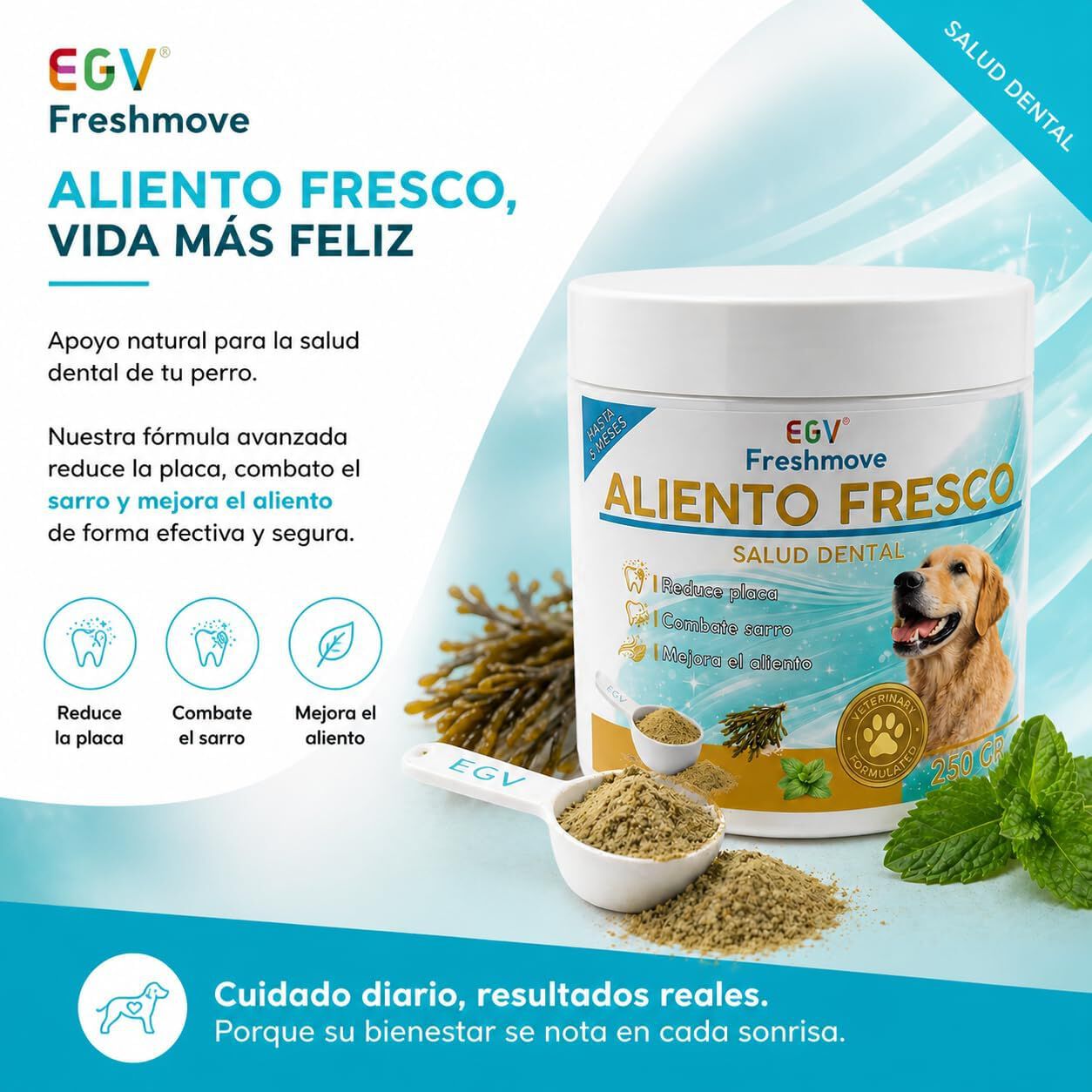 EGV FRESHMOVE Polvo dental antisarro y mal aliento 250 gr, , large Imagen numero 2