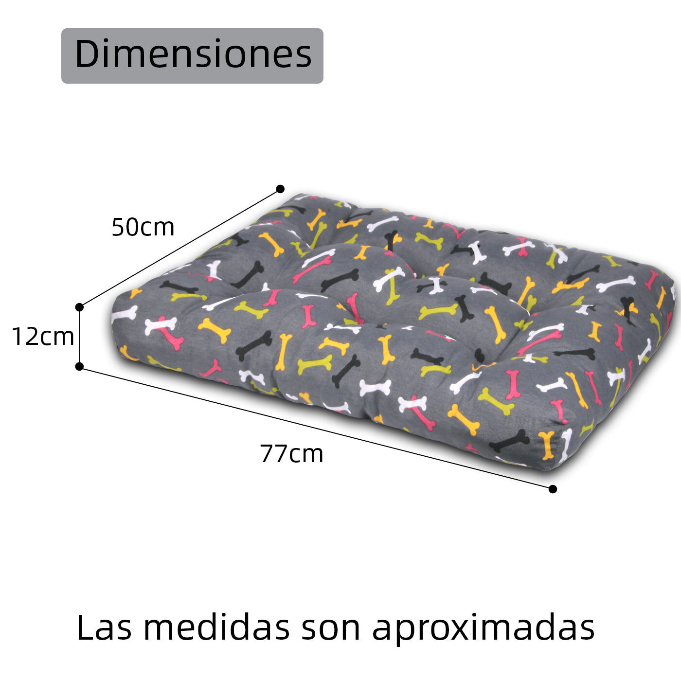 HOME MERCURY- Cama de Mascota, Colch&oacute;n para Perro, Colchoneta Reversible Estampada Relleno de Espuma para Interior y Exterior. (Medium, Huesos), , large Imagen numero 5