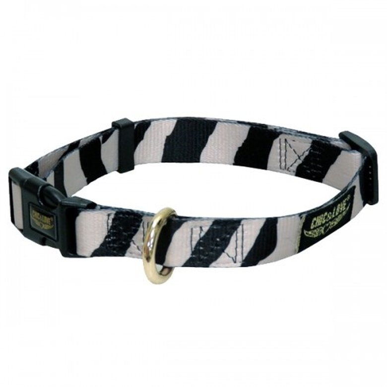 Collar Love Zebra para perro color Blanco y negro, , large image number null