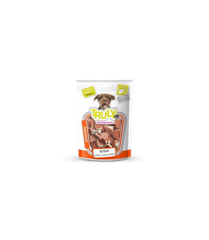 Truly Delight Sushi Mix con Sabor a Salmón Atún y Gambas para perros