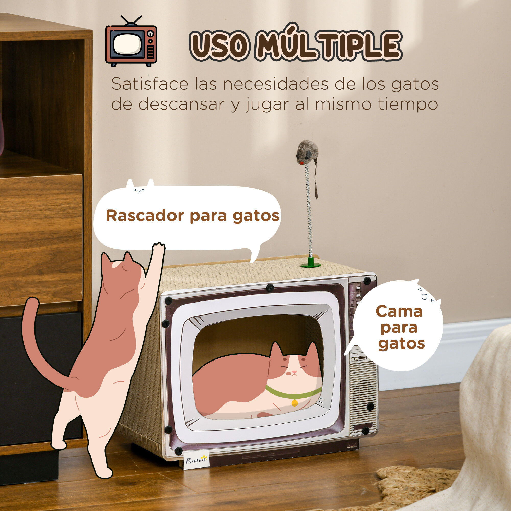 PawHut Rascador de Cartón TV para gatos thumbnail