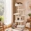 COSTWAY 170 cm &Aacute;rbol para Gatos de 7 Niveles con Casita, Torre de Juego para Gatos con 6 Plataformas, Cepillo, Postes de Sisal, Bolas Colgantes, Centro de Actividad para Mascotas, Beige, , large indicador imagen numero 2