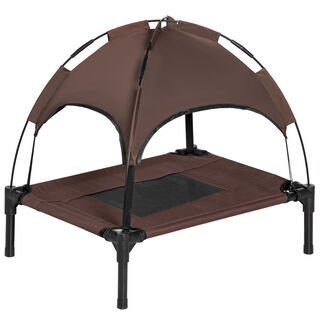 PawHut Cama portátil elevada con toldo extraible para mascotas 