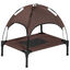 PawHut Cama Elevada para Mascotas Portátil con Toldo Extraíble Tela Transpirable al Aire Libre para Interior y Exterior 61x46x62 cm Café, , large indicador imagen numero 1