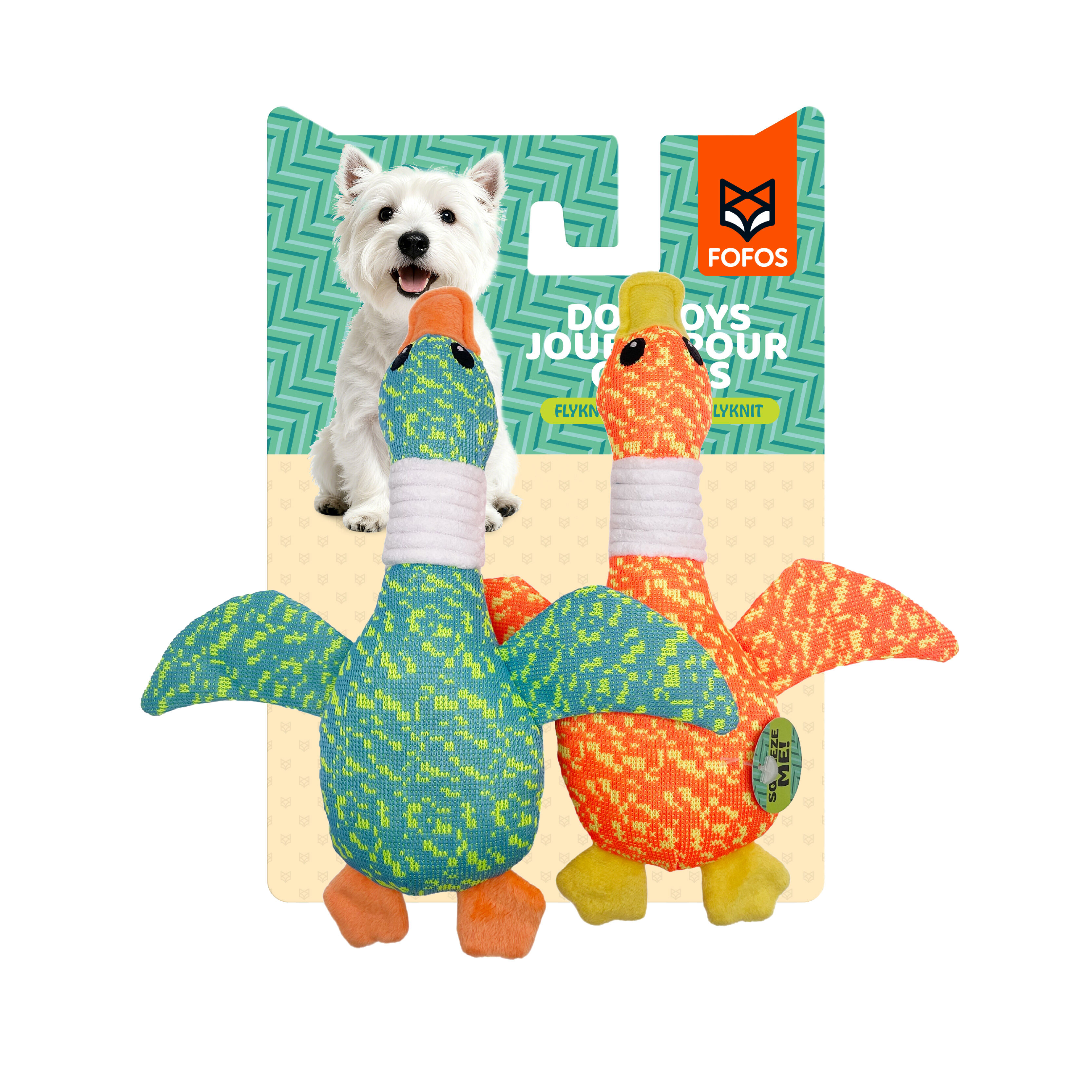 FOFOS Juguetes para Perros FlyKnit Patos (2 uds) &ndash; Peluche con Sonido, , large Imagen numero 1