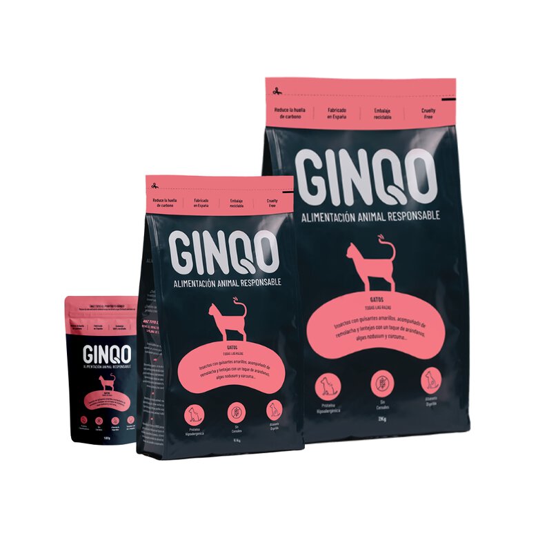 GINQO pienso hipoalergénico sabor insecto para gatos, , large image number null