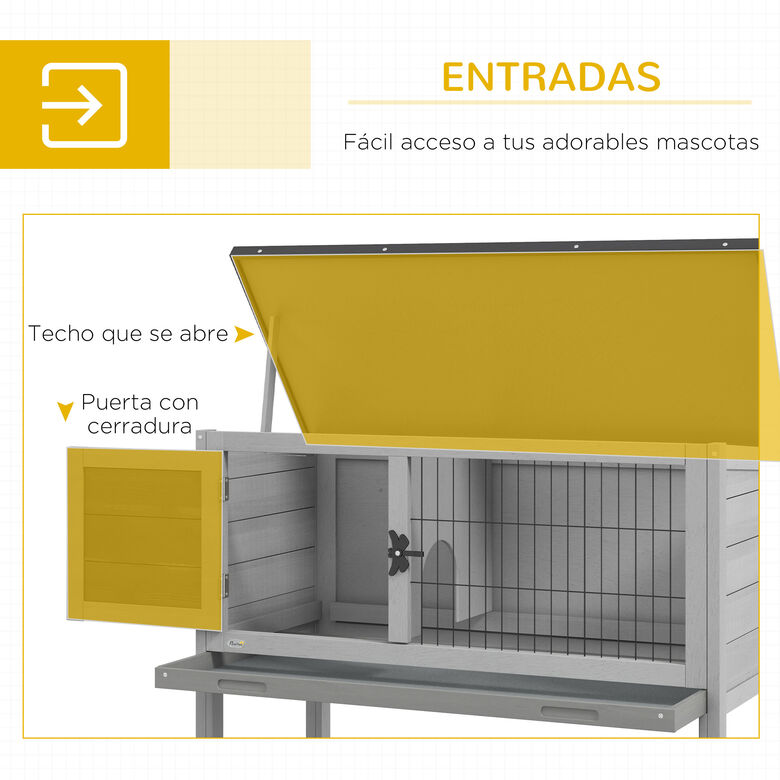 PawHut Conejera de Madera Exterior para conejos y cobayas thumbnail
