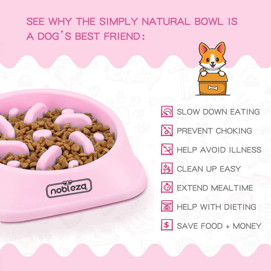 Nobleza Comedero antivoracidad rosa para Perros thumbnail
