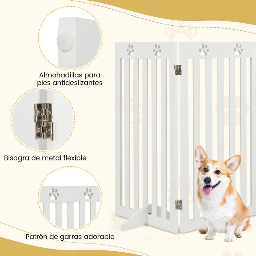 Costway Cerca Plegable Blanco Madera para perros thumbnail
