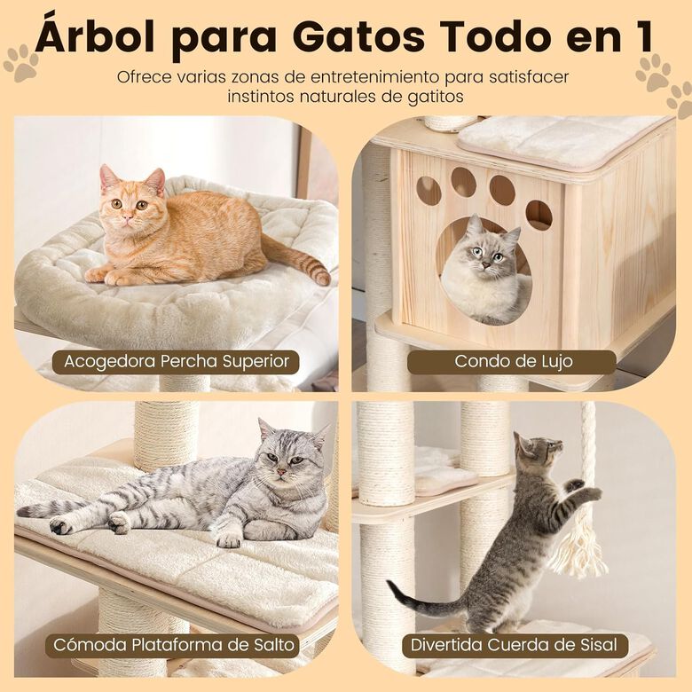 COSTWAY Rascador de Madera para Gatos thumbnail